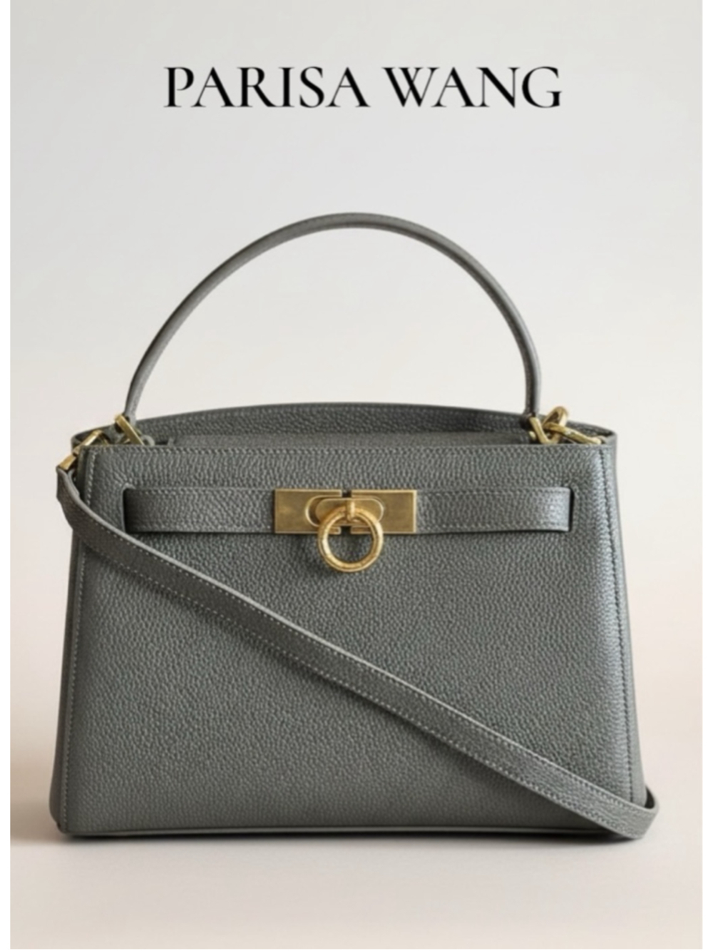 PARISA WANG Taupe/Gray Pebbled Leather Satchel Tote